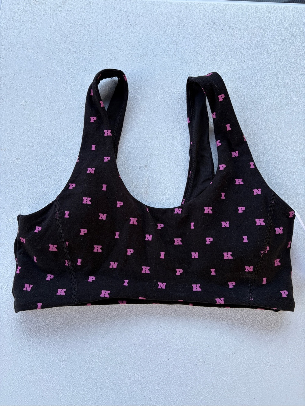 NWT PINK Victoria's Secret All-Day Cotton Scoop Sports Bra Black Pink Logo M